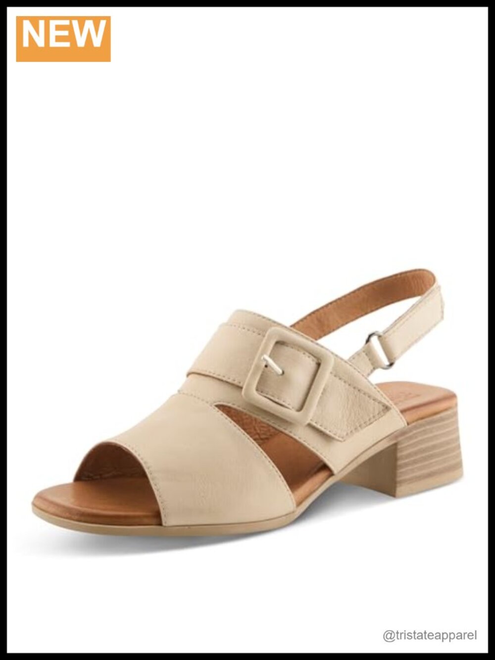 Women's Leather Sandals Oversized Buckle Comfort Ankle Strap Block Heel